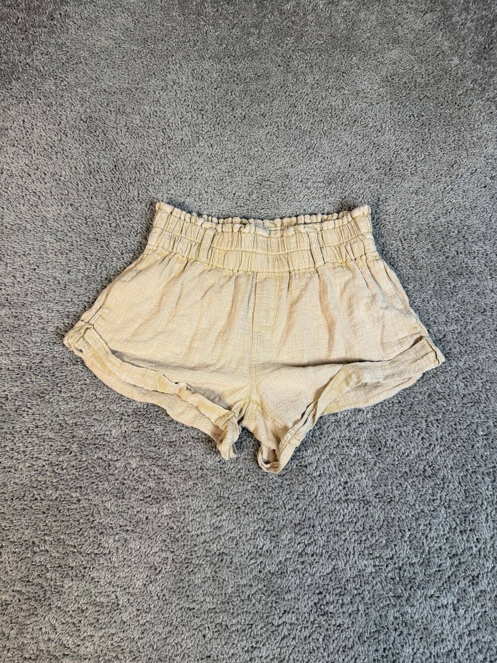 Free People Solar Flare Baja Shorts Womens XS Beige 3 In Inseam Elastic Waist
